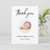 Baby Photo Thank You Script Heart Birth Aankondiging (Staand voorkant)