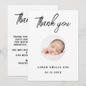Baby Photo Thank You Script Heart Birth Aankondiging (Voorkant / Achterkant)
