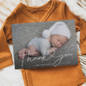 Baby Photo Thank You Script Heart Birth Aankondigingskaart