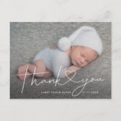 Baby Photo Thank You Script Heart Birth Aankondigingskaart (Voorkant)