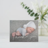 Baby Photo Thank You Script Heart Birth Aankondigingskaart (Staand voorkant)