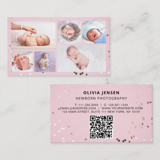 Baby Photographer Custom Newborn Photo Chic Modern Visitekaartje (Voorkant / Achterkant)