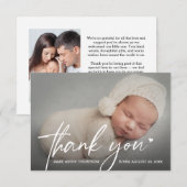 Baby Photos small Thank you Heart Modern Birth Bedankkaart (Voorkant / Achterkant)