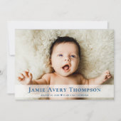 Baby Photos Thank you Heart Modern Blue Birth Aankondiging (Voorkant)