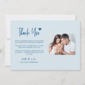 Baby Photos Thank you Heart Modern Blue Birth Aankondiging (Achterkant)