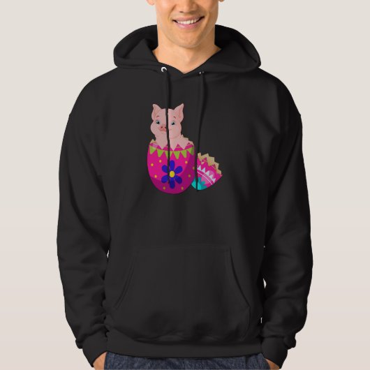 Baby Pig Hatching From Easter Egg Easter Day Hoodie (Voorkant)