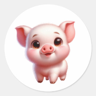 Baby Pig Ronde Sticker