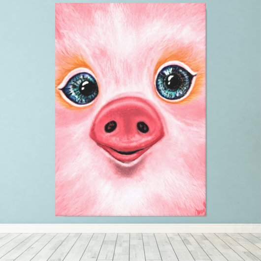 Baby PigCanvas Print - Smile (Insitu (Houten vloer))