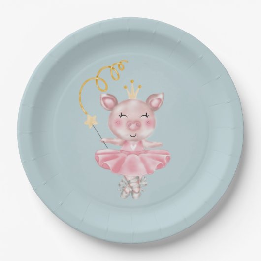 Baby Piggy Ballerina Papieren Bordje (Voorkant)