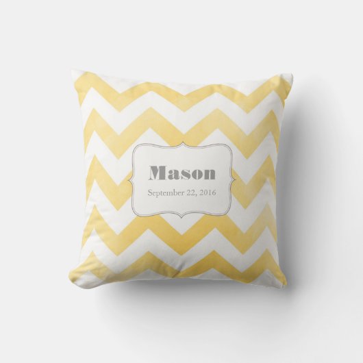 Baby Pillow - geel chevron patroon Kussen (Voorkant)