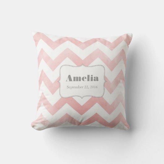 Baby Pillow - roze chevron patroon Kussen (Voorkant)