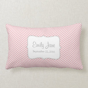 Baby Pillow - roze herringbotpatroon Kussen