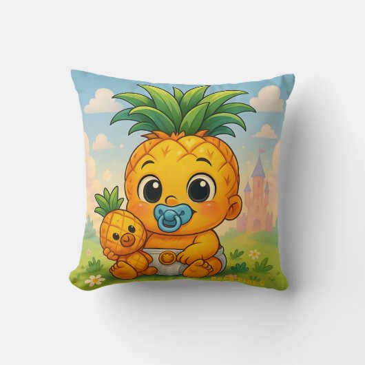 Baby Pine O — De Schattigste Ananas in het Keizerr Kussen (Voorkant)
