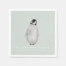 Baby Pinguïn Blauw Winter Jongen Baby shower Servet