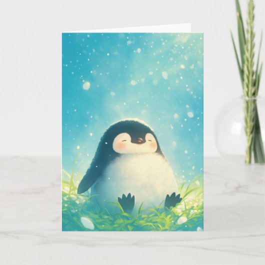 Baby Pinguïn Chillen Kaart (Voorkant)
