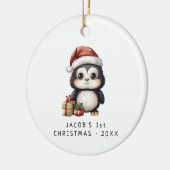 Baby Pinguïn | Eerste Kerstmis voor baby's Keramisch Ornament (Links)