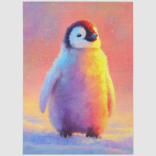 Baby Pinguïn in Sneeuw met Regenboog Gloed Tissuepapier