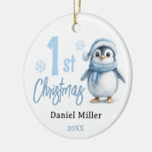 Baby Pinguïn Jongen Eerste Kerstmis 2024 Keramisch Ornament (Links)