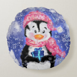 Baby Pinguïn Kerstmis Ronde Kussen Gift