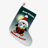 Baby pinguïn met kerstPet Kleine Kerstsok (Voorkant (Hangend))