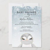 Baby Pinguïn met Masker Baby Shower per Post Kaart (Voorkant)