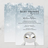 Baby Pinguïn met Masker Baby Shower per Post Kaart (Voorkant / Achterkant)