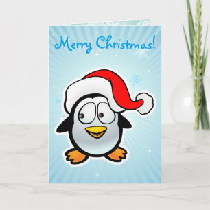  Baby pinguïn met Pet van de kerstman Feestdagen Kaart