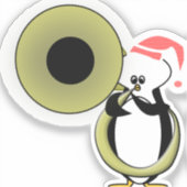 Baby pinguïn met Tuba Sticker (Voorkant)