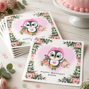 Baby Pinguïn   Persoonlijke Verjaardag Servet