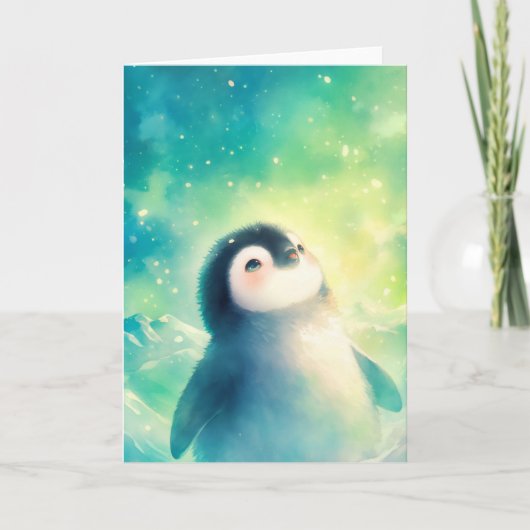 Baby Pinguïn Verwondering Kaart (Voorkant)