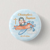 Baby Pinguïn Waterverf baptisme Ronde Button 3,2 Cm (Voorkant)