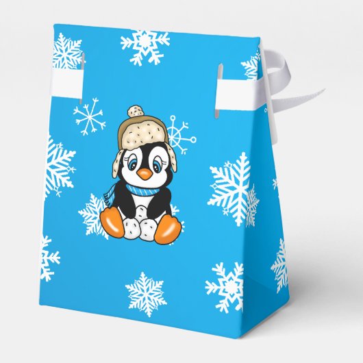 Baby Pinguïn Winter Sneeuwvlokken Feest Bedankdoosjes (Achterkant)