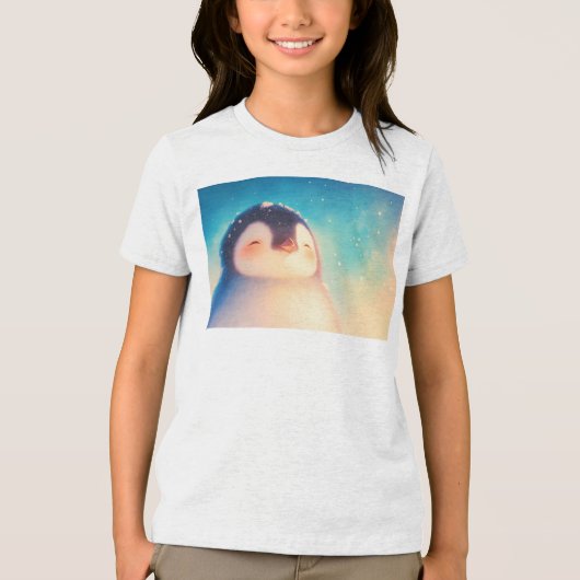 Baby Pinguïn Winter Wereld Tri-Blend Shirt (Voorkant)
