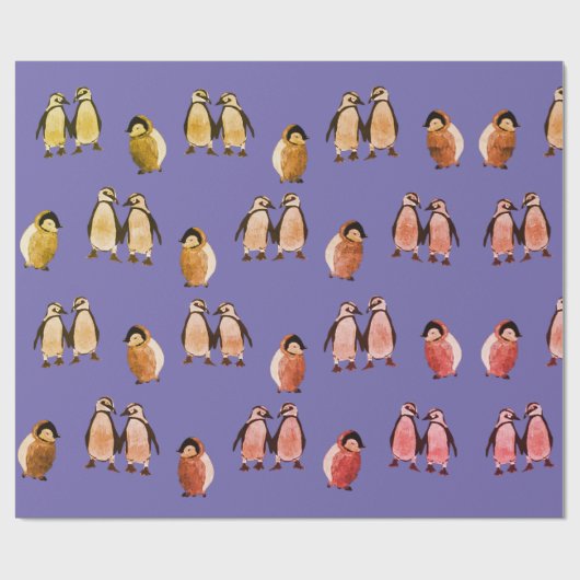 Baby pinguïns cadeaupapier (Vlak)