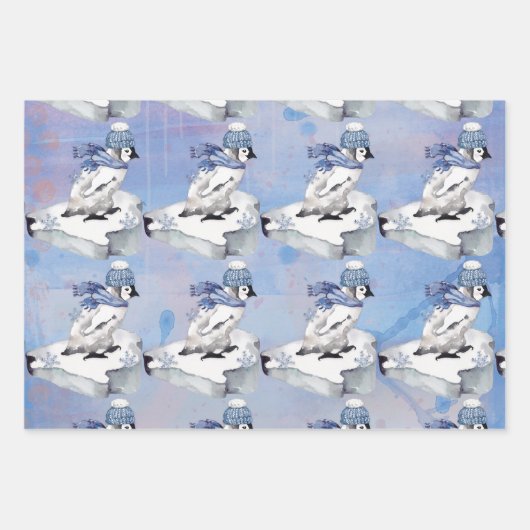 Baby pinguïns en poolse Beren op ijsstromen Inpakpapier Vel (Voorkant 3)