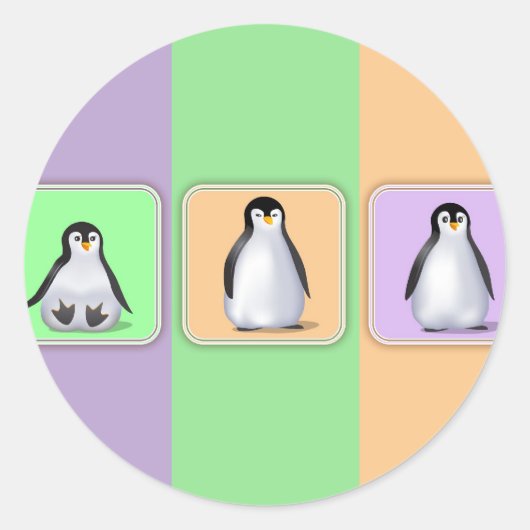 Baby pinguïns ronde sticker (Voorkant)