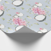 Baby pinguïns roze en blauwe cadeautjes cadeaupapier (Hoek)