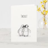 Baby pinguïntweeling-kaart kaart (Gele Bloem)