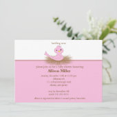 Baby Pink Bird Nest Baby shower Uitnodiging (Staand voorkant)