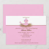 Baby Pink Bird Nest Baby shower Uitnodiging (Voorkant / Achterkant)