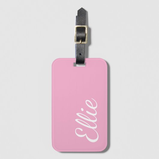 Baby Pink Bliss | Custom Name Cursive Script Bagagelabel (Voorkant (verticaal))