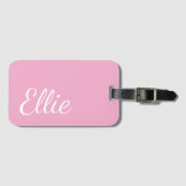 Baby Pink Bliss | Custom Name Cursive Script Bagagelabel (Voorkant (horizontaal))