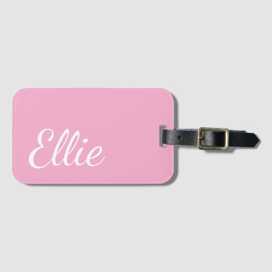 Baby Pink Bliss | Custom Name Cursive Script Bagagelabel (Voorkant (horizontaal))