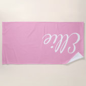 Baby Pink Bliss | Custom Name Cursive Script Strandlaken (Voorkant)