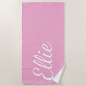 Baby Pink Bliss | Custom Name Cursive Script Strandlaken (Voorkant)