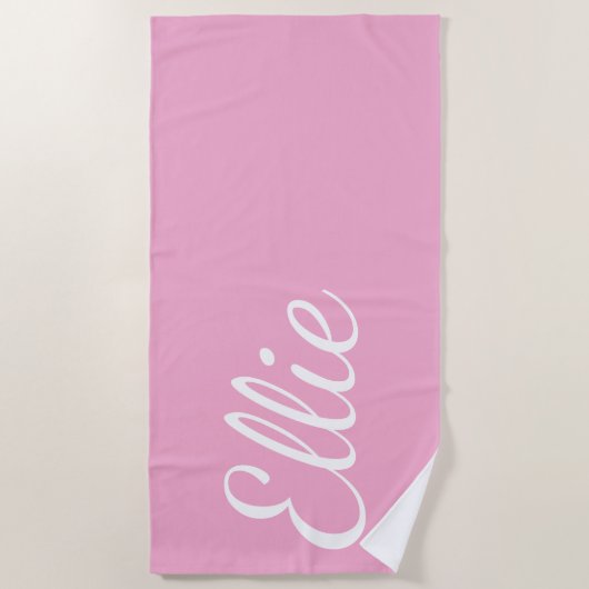 Baby Pink Bliss | Custom Name Cursive Script Strandlaken (Voorkant)