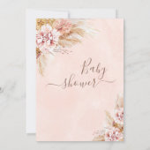 Baby Pink Boho Floral Pampas Grass Baby shower Kaart (Achterkant)