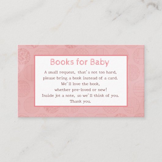 Baby Pink Books-aanvraag Informatiekaartje (Voorkant)