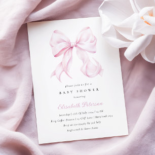 Baby Pink Bow Baby shower Uitnodiging