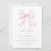 Baby Pink Bow Baby shower Uitnodiging (Voorkant)